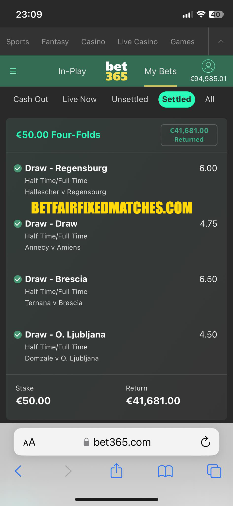 BET365 Fixed Matches Sure Info
